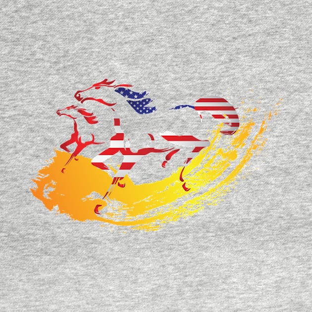 Usa American Flag Horse Racing Riding by macshoptee